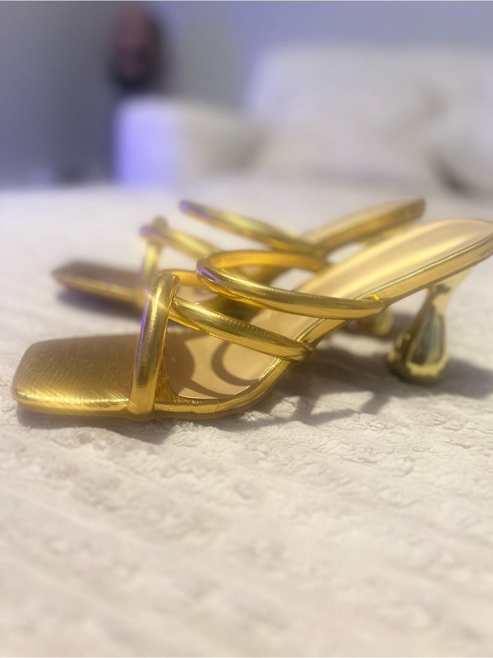 Metallic Gold Strappy Heeled Sandals
